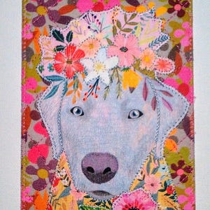 SILBER LABRADOR DOG LOVE 100x120 Stoff Postkarte Karte Geburtstag Her Ihn Kind relativ Freund *Floral Dog Lover