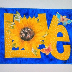 SUNFLOWER LOVE 5 x 7 pouces grande carte postale en tissu anniversaire maman son ami parent Merci pendaison de crémaillère cadre chambre bleu jaune papillon