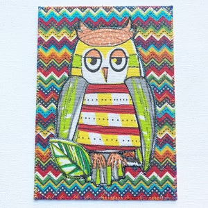 Chouette lunatique 5 x 7 grande carte postale en tissu anniversaire maman amie parent lui cadeau amoureux de hibou Merci pendaison de crémaillère cadre décoration de chambre