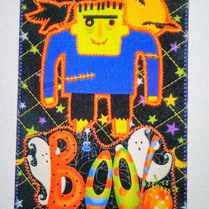 HALLOWEEN MONSTER BOo carte postale en tissu 4 x 6 elle lui enfant petits-enfants ami proche * maison hantée citrouilles chauve-souris chat noir araignée *