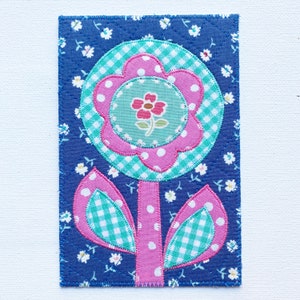 Cartão de aniversário de flor kitsch, cartão postal, dia da mãe, amigo relativo, presente, obrigado, inauguração de casa, decoração de quarto, quadro 4x6, tecido acolchoado, flor gingham