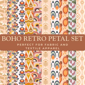 Boho Retro Petal Set – Mid Century Blommönsterkollektion (digital nedladdning)