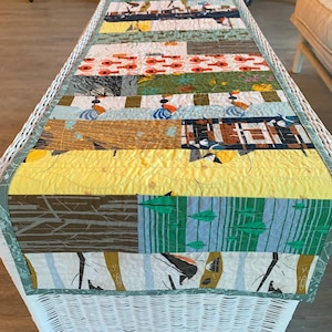 Table Runner in Charley Harper print fabrics quilted reversible birds nature