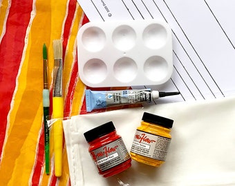 Kit de pintura de pañuelo de seda a rayas (DIY), proyecto de manualidades, regalo para el Día de la Madre