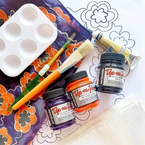 Kit de peinture sur soie à motif de fleurs, peinture sur tissu, kit de créations artisanales de foulard en soie, cadeau DIY