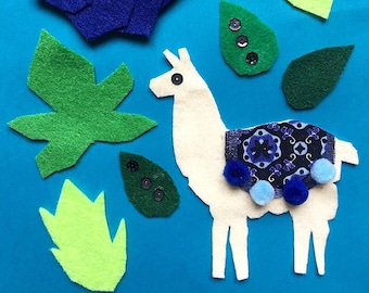 Llama Felt Craft Kit, Llama Art, Felt Art Kit, Llama Decor, Craft Kit for Kids and Adults