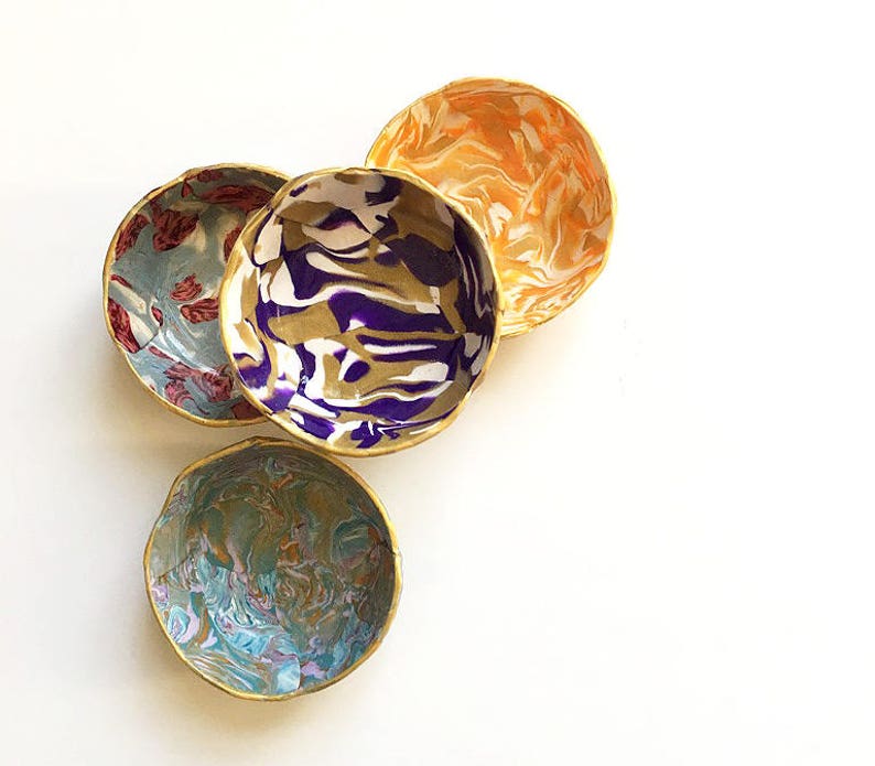 Marbled Ring Dish Set of 4 Surprise Box Jewelry Dish Polymer Clay Dish Bridesmaid Gift Hostess Gift Housewarming Gift image 6