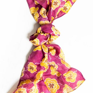 Silk Scarf Handpainted - Printed Scarf - Flower Scarf - Womens Scarf - Flower Print - Gift For Her - Gift Under 25