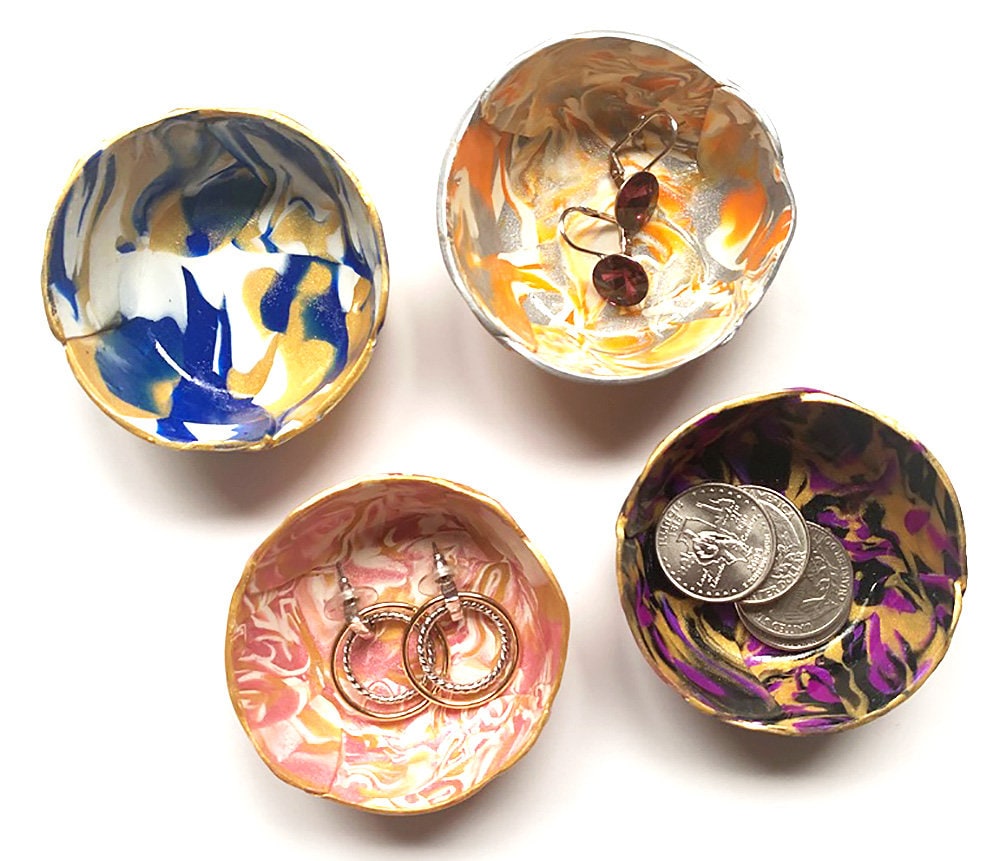 Marbled Ring Dish Set of 4 Surprise Box Jewelry Dish Etsy UK