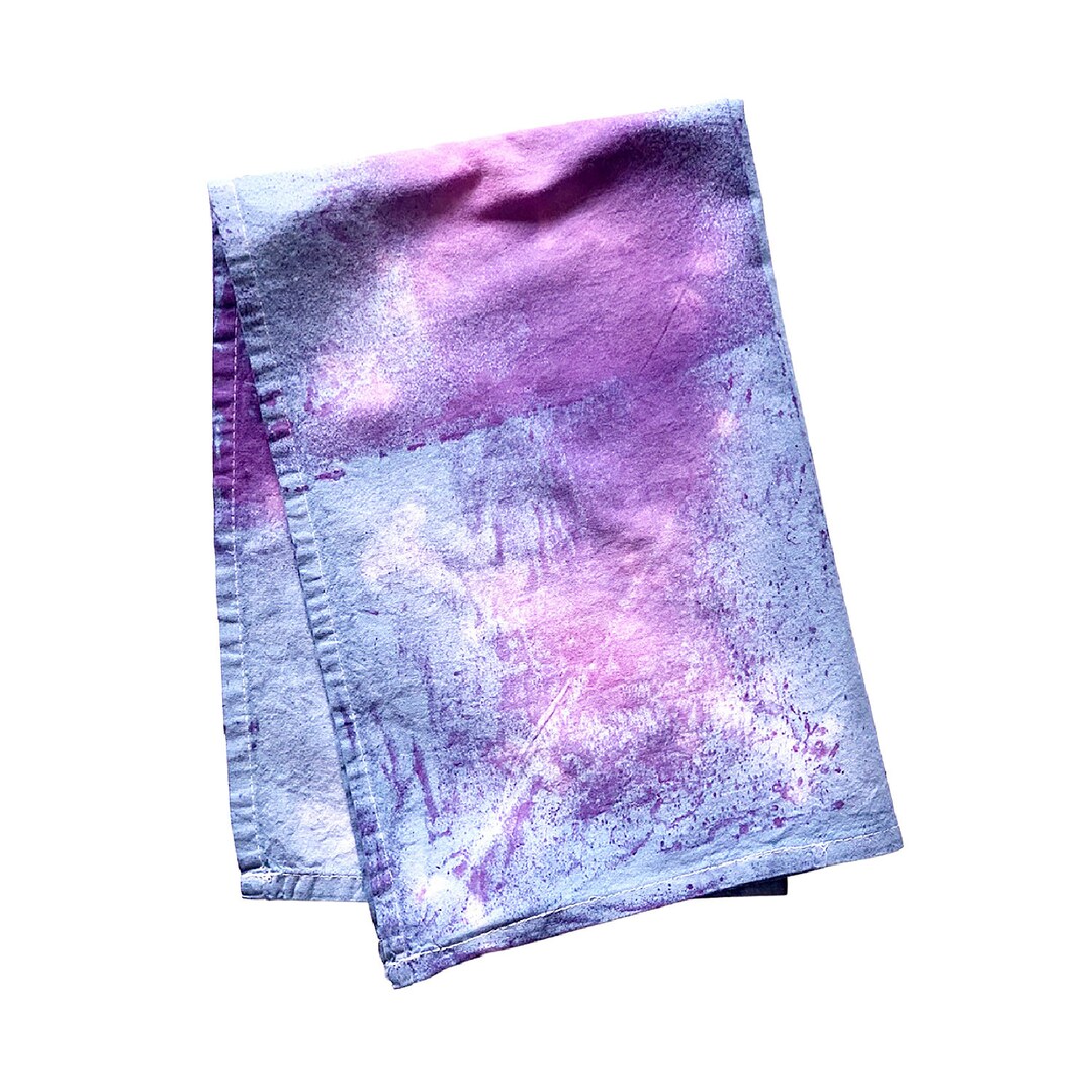 Tie Dye Flour Sack Tea Towel in Purple, Hand Dyed Etsy