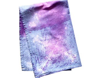 Tie Dye Flour Sack Tea Towel in Purple, hand dyed