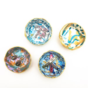 Marbled Ring Dish Set of 4 Jewelry Dish Polymer Clay Dish Trinket Dish Tealight holder Hostess Gift Housewarming Gift image 1
