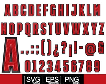 Applique Varsity university Red FONT Atletica Sport Alfabeto Lettere Numeri