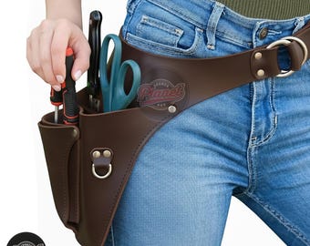 Full Grain Leather Florist Tool Belt, Personalized Garden Bag