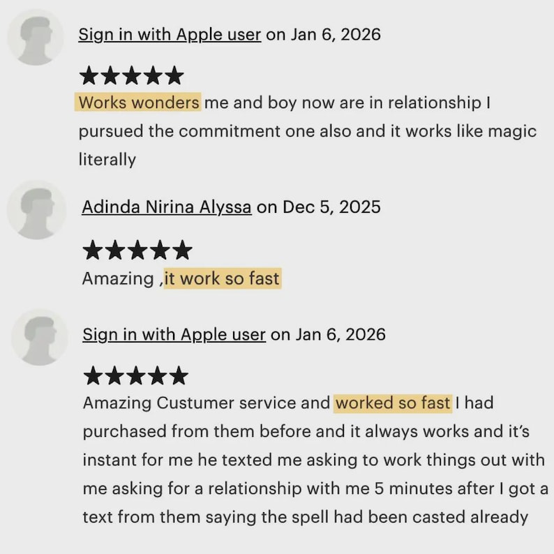 May include: Screenshot of customer reviews with star ratings and text. Reviews mention positive experiences, including phrases like "Works wonders" and "it work so fast." The reviews are dated and include user names.