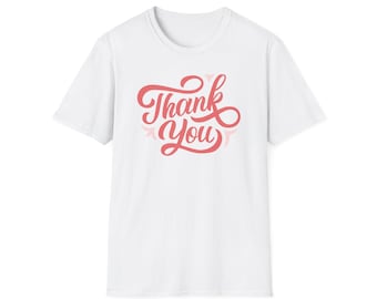 Thank You Script Tee | T-Shirt, Handlettered Typography, Pink Calligraphy