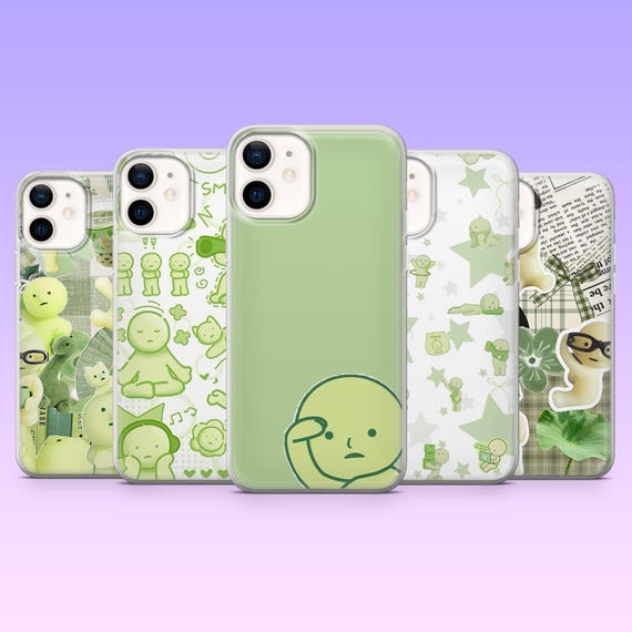Smiski Phone Case Kawaii Green Anime Cover for iPhone 17Pro, 16, 15, 14, 13, 12, Samsung S25, S24, S23Fe, S22, A16, A26, A56, Pixel 10, 9Pro