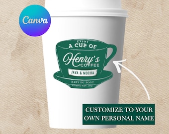 Ralph's Coffee Inspired Coffee Sticker Editable Canva Template, Ralph Lauren Baby Bridal Shower, Coffee Bear Theme Sticker Decal SVG