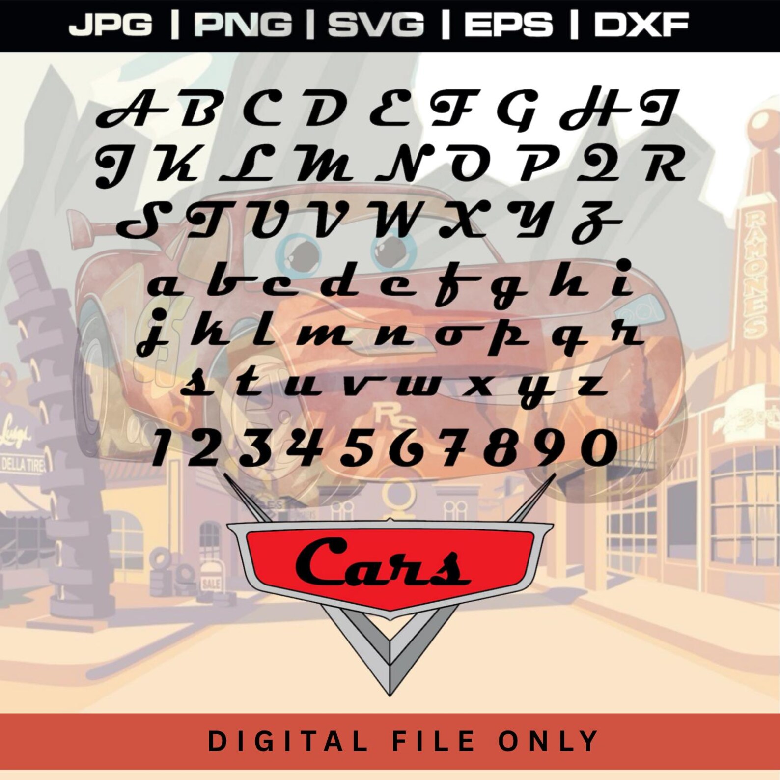 Cars Font SVG: Emblem Logo, Birthday Baby Letters (digital Files) - Etsy