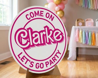 Printable Dolly Barb Come on "Custom Name" Lets Go Party Cutout Standee in 2 Sizes, Barb Party Decor Prop, Girl Birthday (Digital Download)