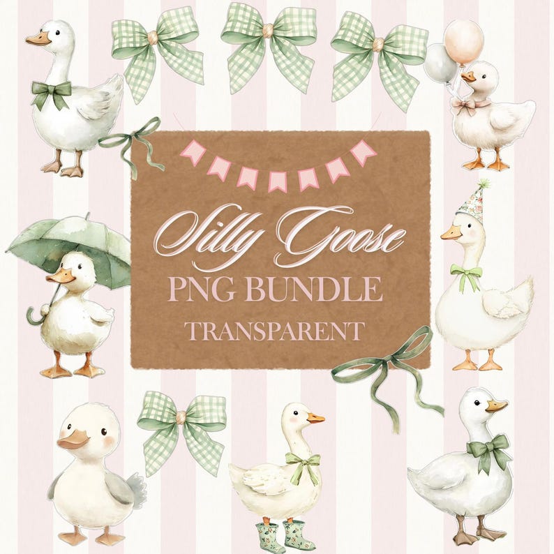 Watercolor Girly Green Goose Clipart, Silly Goose PNG, Coquette Nursery ...