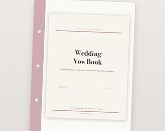 Wedding Vow Book, Vow Writing Journal with Prompts, Printable Vows Keepsake PDF