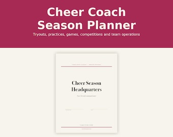 Cheer Coach Planner, 82-Page Undated Season Binder, Tryout & Practice Printable PDF