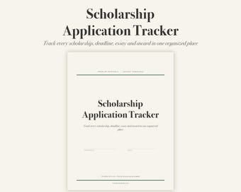 Scholarship Application Tracker, College Organizer (PDF Download)