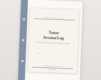 Tutor Session Log, Student Progress and Attendance Tracker, Printable Tutoring Record Book PDF
