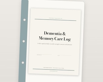 Dementia Care Log, Caregiver Journal for Memory Care, Medication and Behavior Tracker, Printable PDF