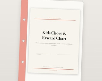 Kids Chore Chart, Printable Reward and Responsibility Chart, Weekly Routine and Allowance Tracker, PDF