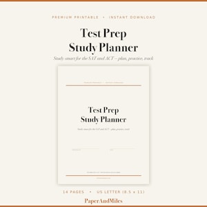 SAT ACT Study Planner, College Exam Prep Tracker (PDF Download)