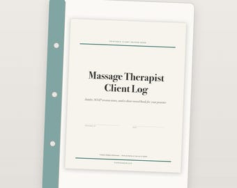 Massage Therapist Client Log, SOAP Notes and Intake Forms, Printable Session Record Book PDF