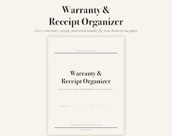 Warranty Receipt Organizer, Appliance Log, Serial Number Tracker (PDF Download)