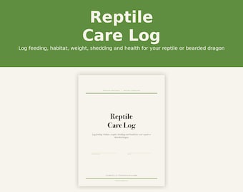 Reptile Care Log Book, Bearded Dragon Habitat Tracker (PDF Download)