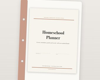 Homeschool Planner, Undated Lesson Attendance and Grade Tracker, Printable Curriculum PDF