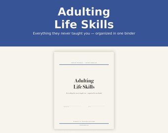 Adulting Life Skills Planner, Young Adult Binder, First Apartment Budget (PDF Download)