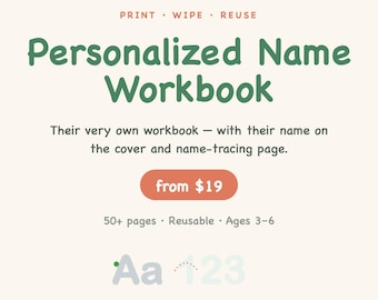 Personalized Name Tracing Workbook | Trace & Erase Reusable Dry Erase Busy Book | Custom Name PreK Printable | Homeschool | Ages 3-6