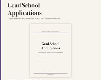 Grad School Application Tracker, Deadline Organizer, Essay Planner (PDF Download)