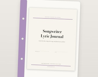 Songwriter Lyric Journal, Printable Songwriting Notebook, Lyric Writing and Song Planner PDF