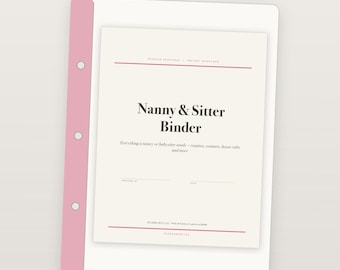 Nanny Sitter Binder, Childcare Organizer, Routines, Emergency Contacts (PDF)