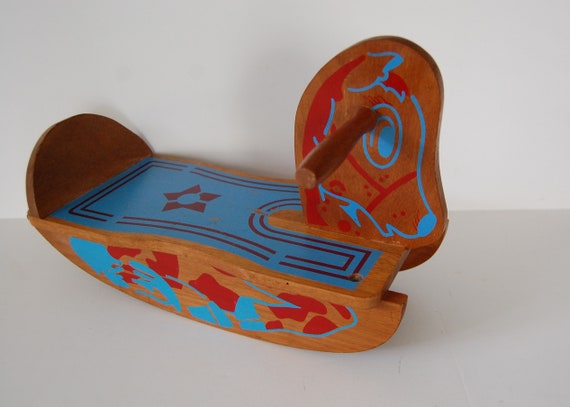 vintage small wooden rocking horse