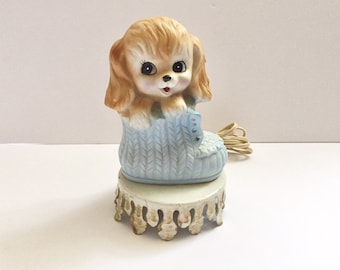 Vintage Puppy Nightlight, Kitsch Dog Nursery Decor