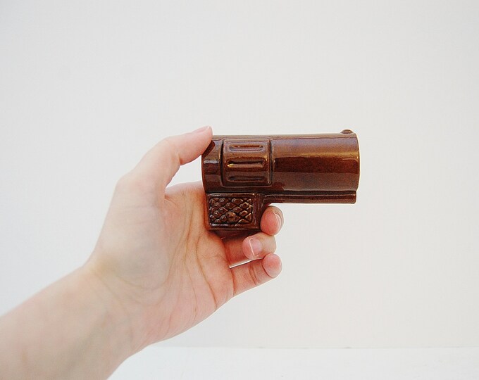 Vintage Shot Glass, Ceramic Gun Shot Glass, Japan Midcentury Barware