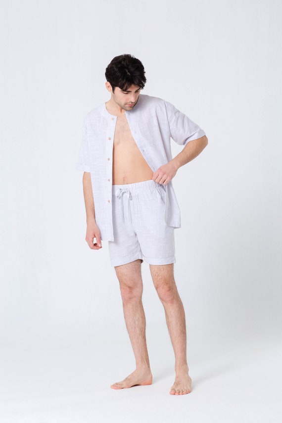 Mens Pyjamas Shorts Set Mens Sleep Shorts