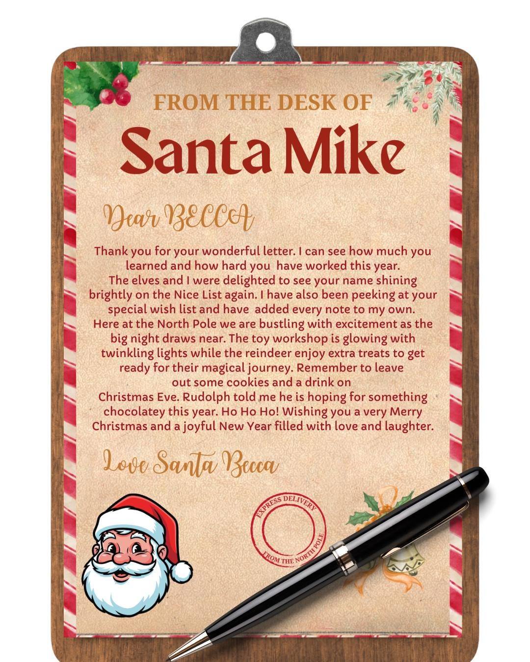 Personalized Santa Letter Template | Editable Christmas Keepsake (canva ...
