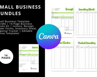 Kit di moduli per piccole imprese / Fattura, ricevuta, inventario (modelli Canva)