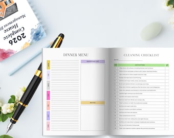2026 House Management Binder | 70+ Page Home Organizer | Editable Household Planner, Budget Tracker, Cleaning Schedule, Calendars