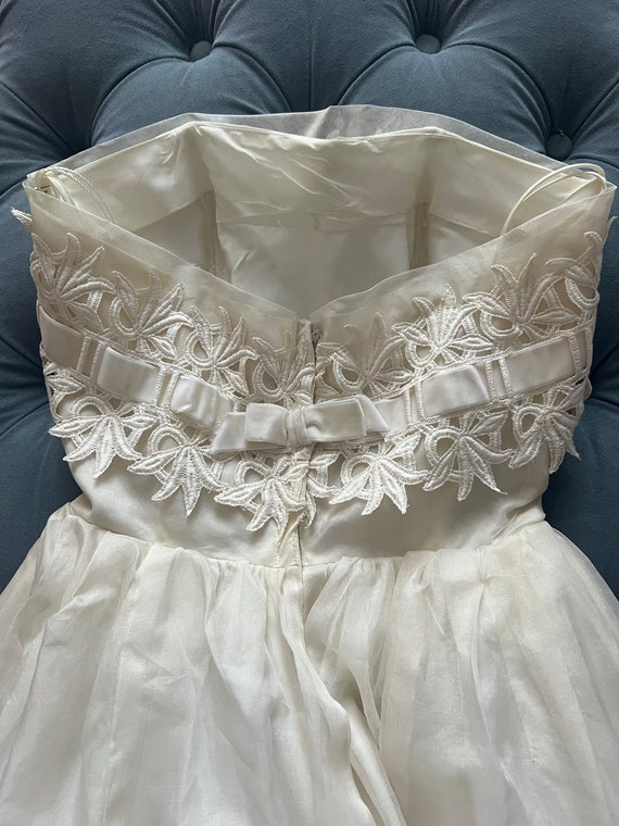 Vintage 1960's Off White Strapless Cocktail Dress… - image 8