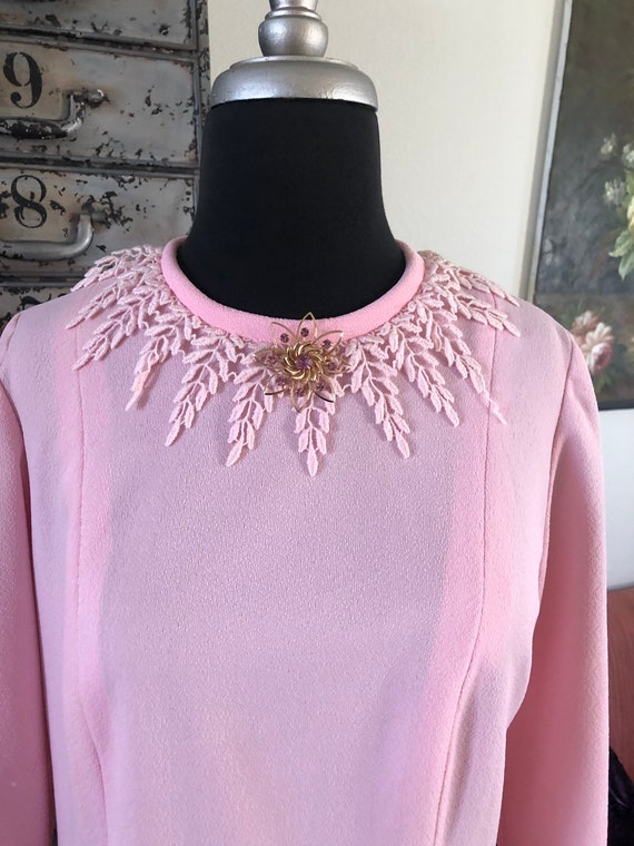 Vintage 1960's 70's Baby Pink Dress M/L - image 3